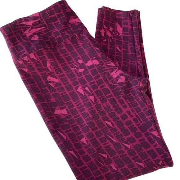 Soft Surroundings High Waist Purple Leggings Abstract Print Wide Yoga Band Soft - Picture 12 of 12